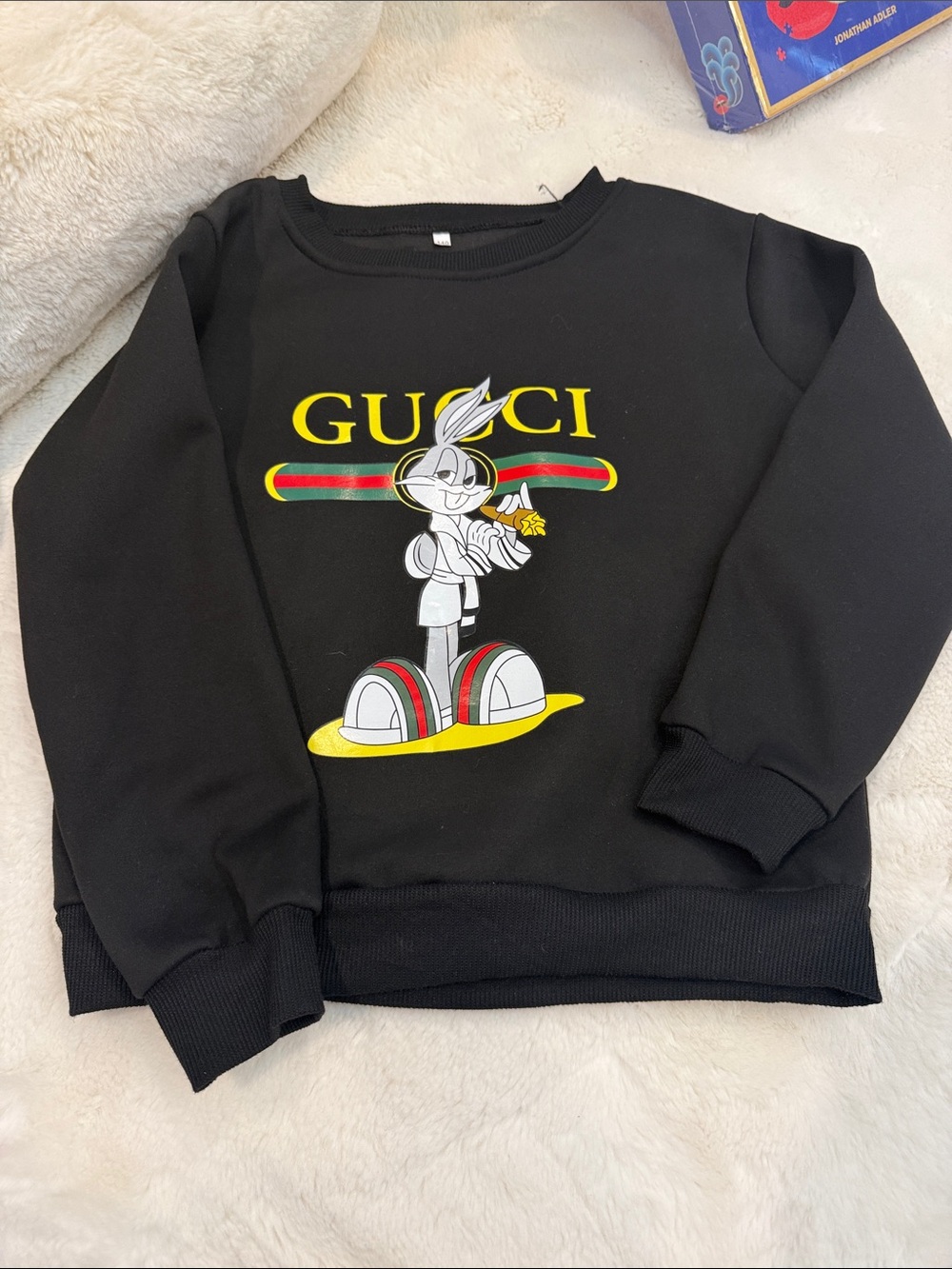 NEW! Bugs bunny by Gucci Black Crewneck Sweatshirt with Logo kids 8/10